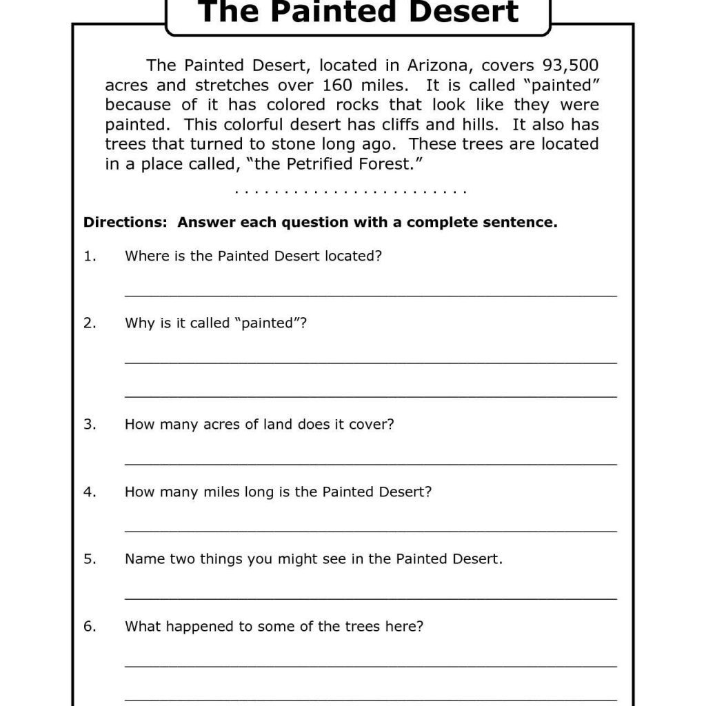 Free Printable 7Th Grade Reading Comprehension Worksheets Grade 3 | Free Printable English Comprehension Worksheets For Grade 4
