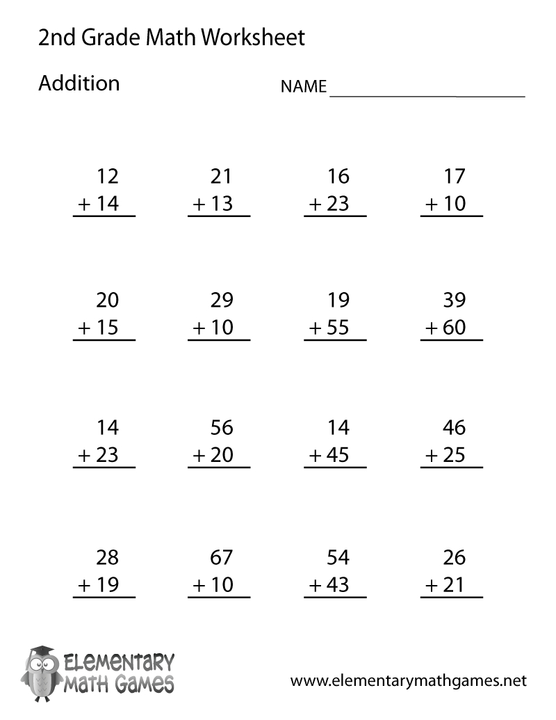 Free Printable Addition Worksheet For Second Grade | Free Printable Worksheets For 2Nd Grade