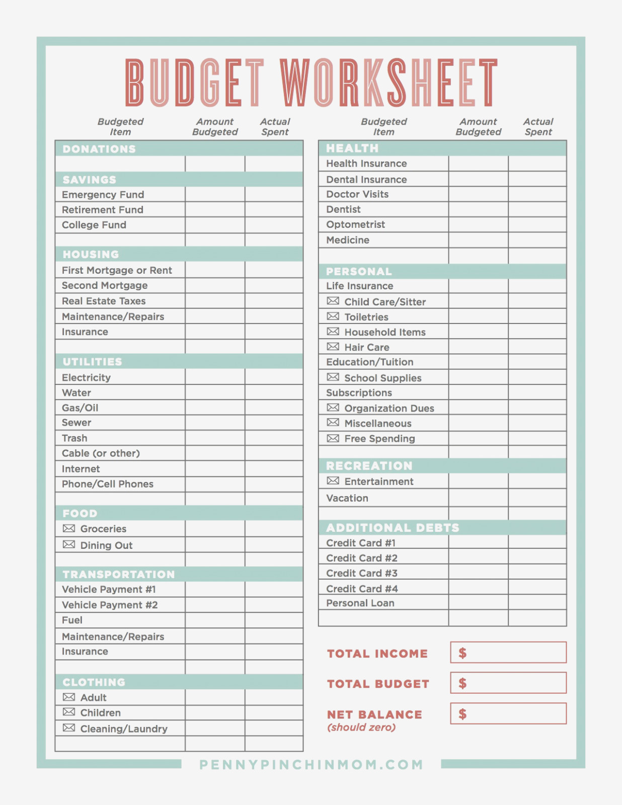 Free Printable Budget Worksheets Dave Ramsey Unique Bud Worksheet | Free Printable Budget Worksheets