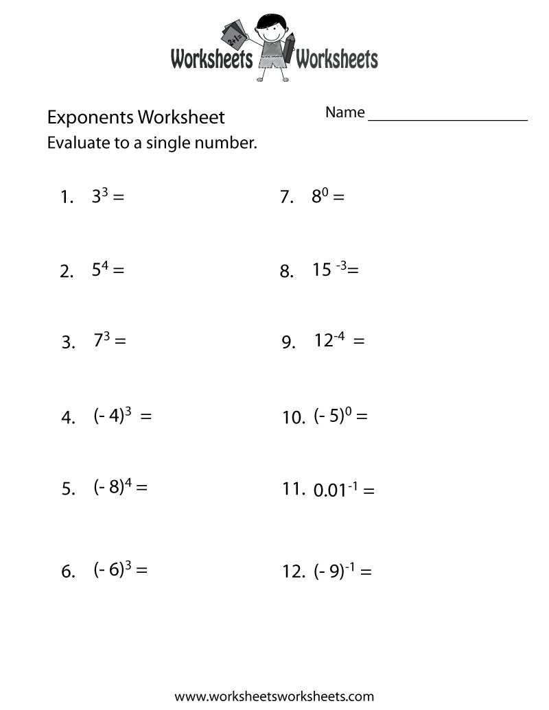 Free Printable Exponent Worksheets | Free Printables | Free Printable Exponent Worksheets