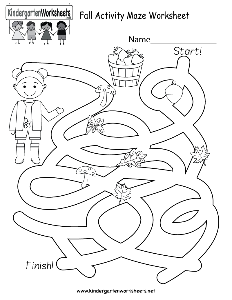 Free Printable Fall Activity Maze Worksheet For Kindergarten | Printable Fall Worksheets