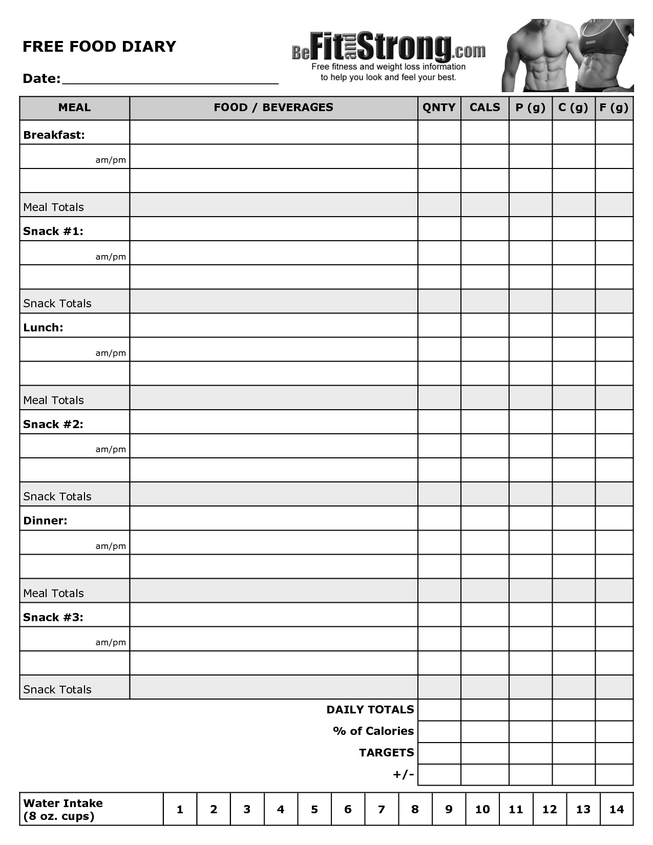 Free Printable Food Diary Template | Health, Fitness &amp;amp; Weight Loss | Free Printable Calorie Counter Worksheet