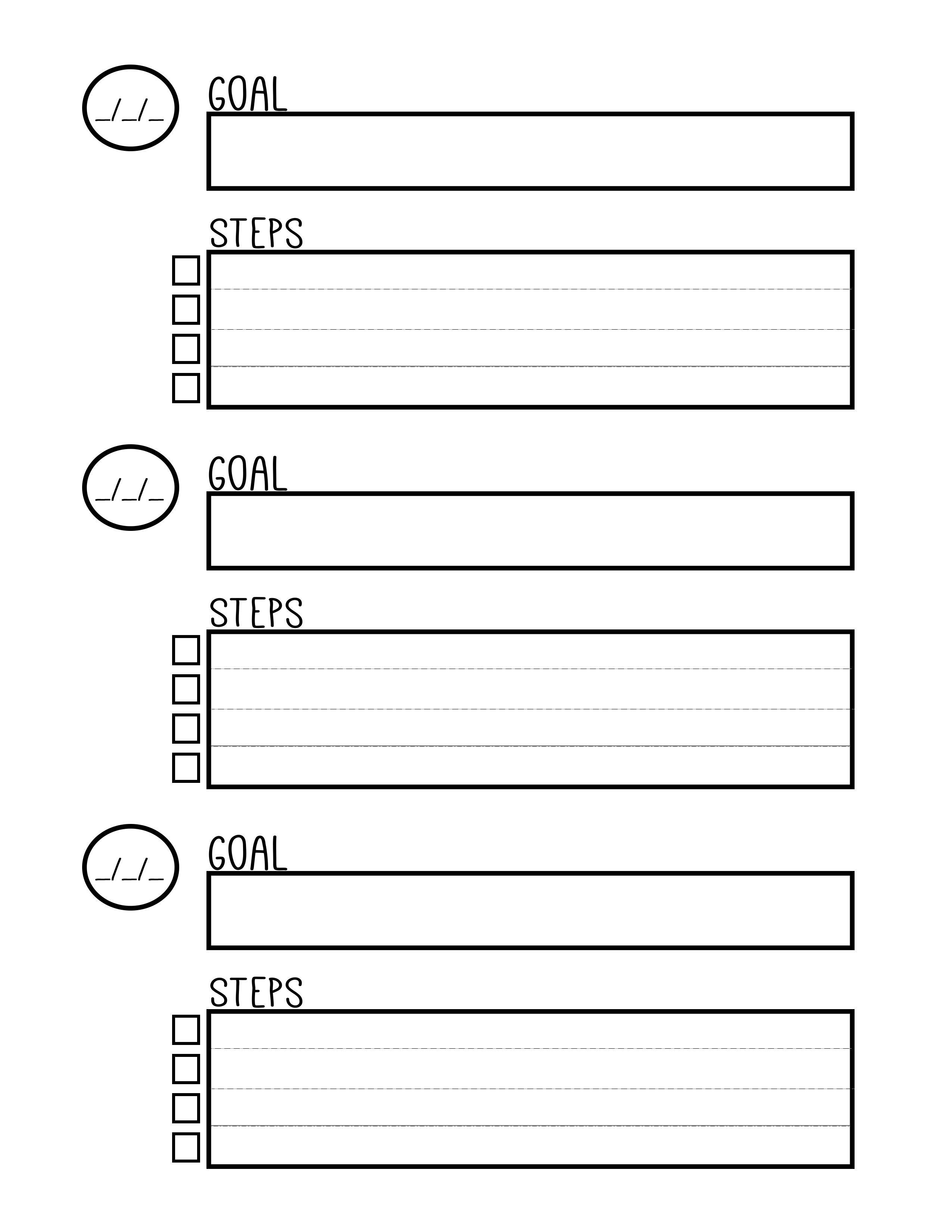 High School Goal Setting Worksheet