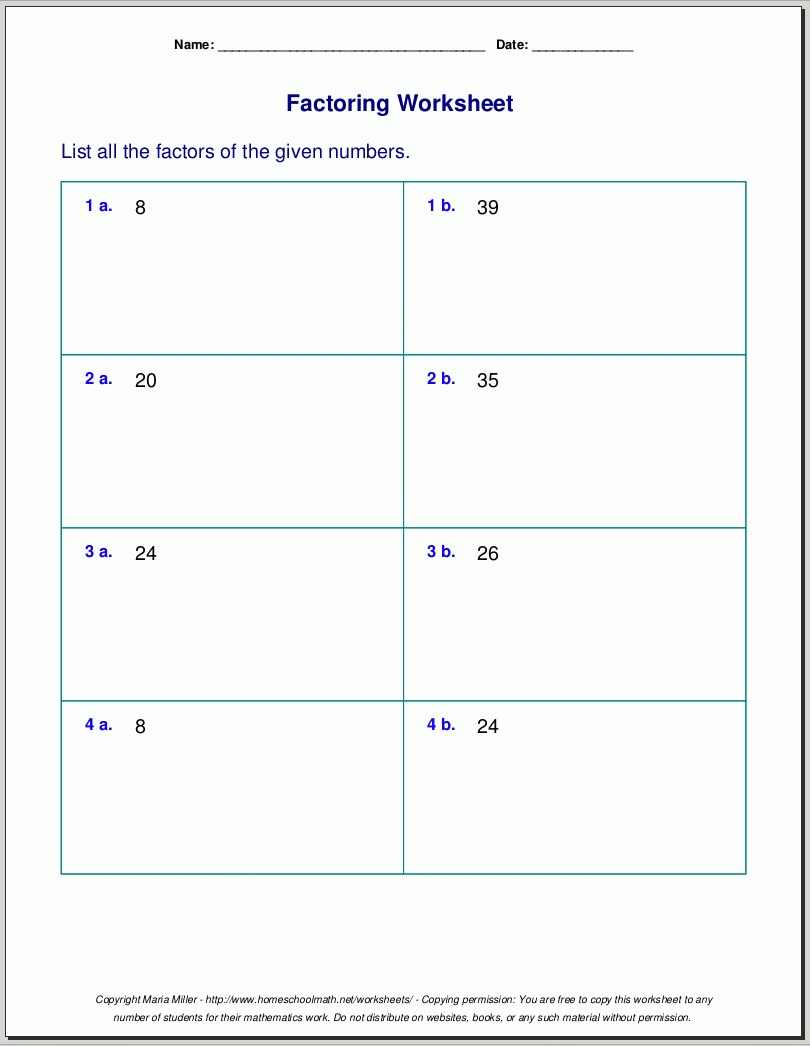 Free Printable Greatest Common Factor Worksheets | Free Printables | Free Printable Greatest Common Factor Worksheets
