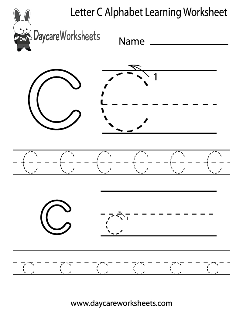 Free Printable Letter C Alphabet Learning Worksheet For Preschool | Free Printable Letter A Worksheets For Pre K