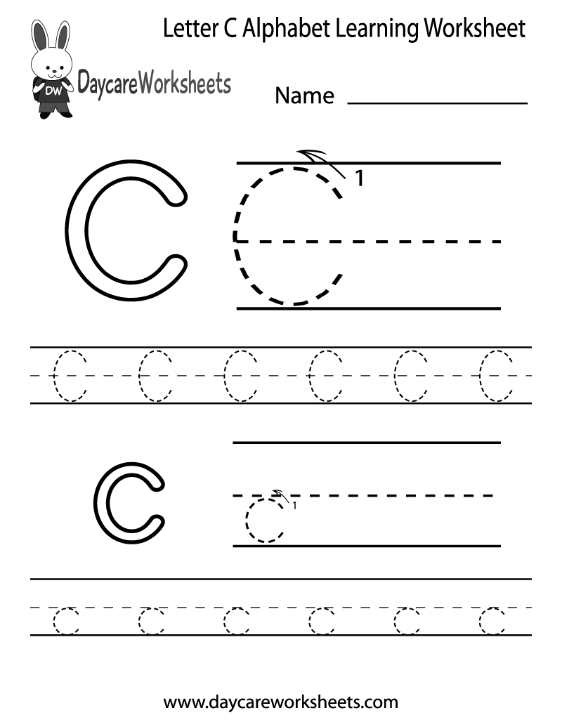 Trace The Letter C Worksheets Alphabet And Numbers Learning Free 