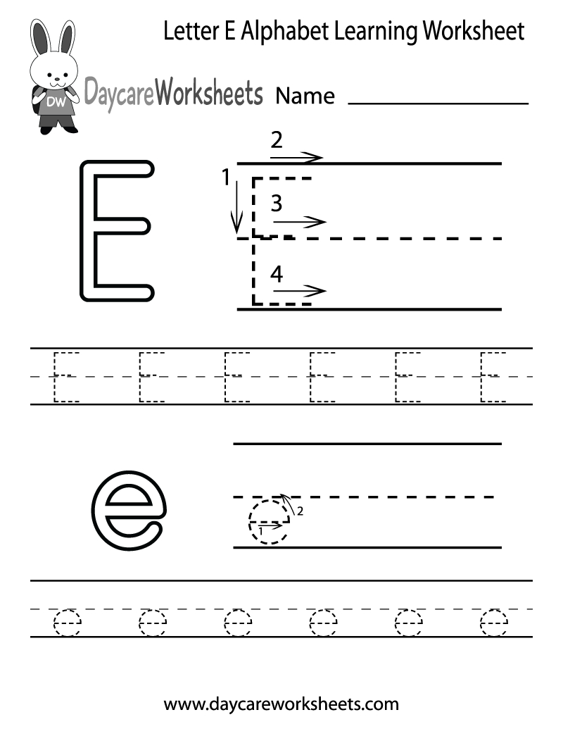 Free Printable Letter E Alphabet Learning Worksheet For Preschool | Letter E Free Printable Worksheets