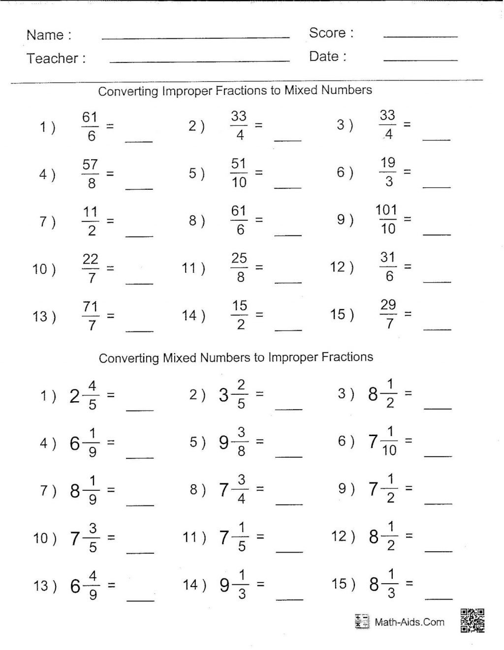 Math Worksheets For 8th Graders