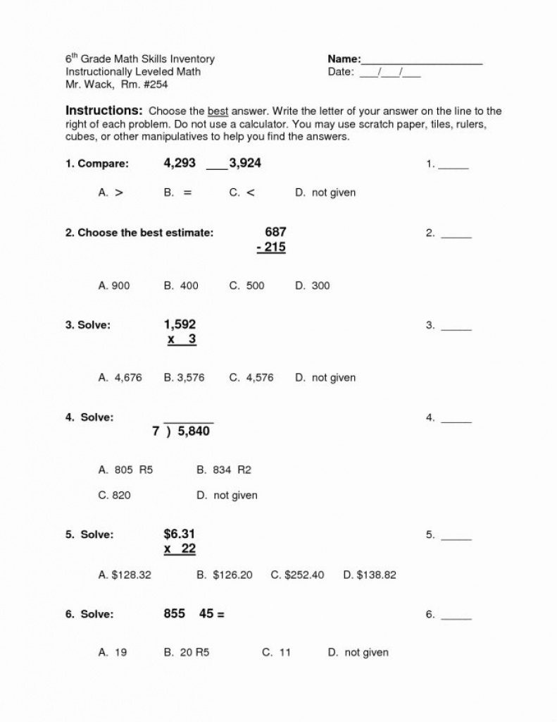 Free Printable Math Worksheets 6Th Grade Order Operations Lexia s Blog