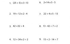 Free Printable Order Of Operations Worksheets Pemdas Worksheets With | Order Of Operations Free Printable Worksheets With Answers