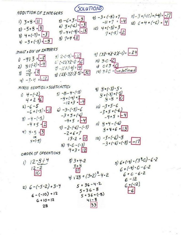 Free Printable Order Of Operations Worksheets Pemdas Worksheets With