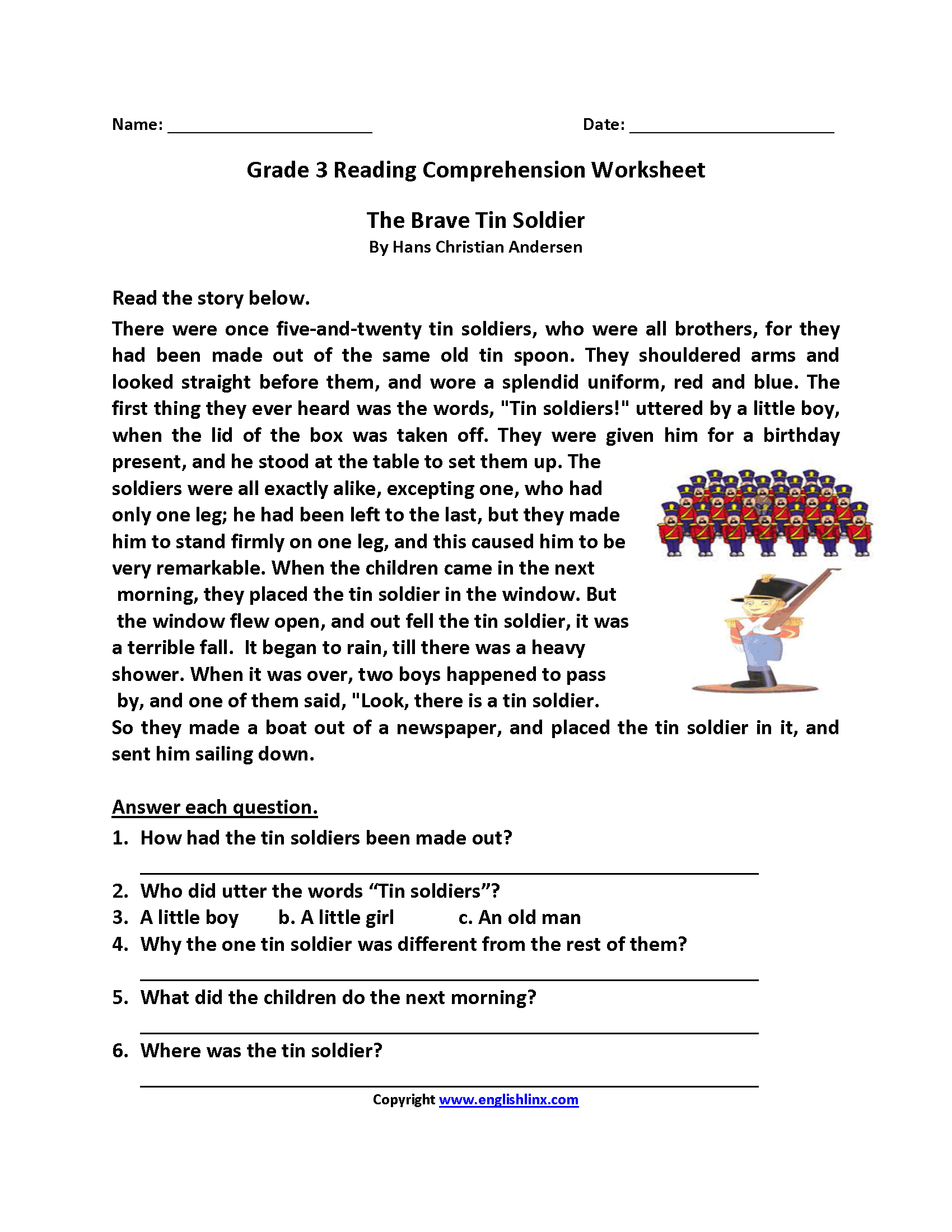 Free Printable Reading Comprehension Worksheets 3Rd Grade For Free | Free Printable Reading Worksheets