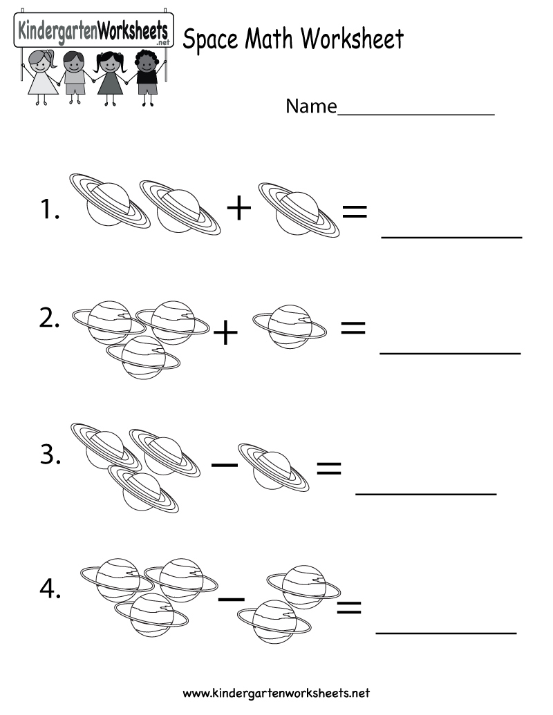 Free Printable Space Math Worksheet For Kindergarten | Space Printable Worksheets