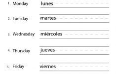 Free Printable Spanish Days Of The Week Worksheet | Free Printable Spanish Worksheets Days Of The Week