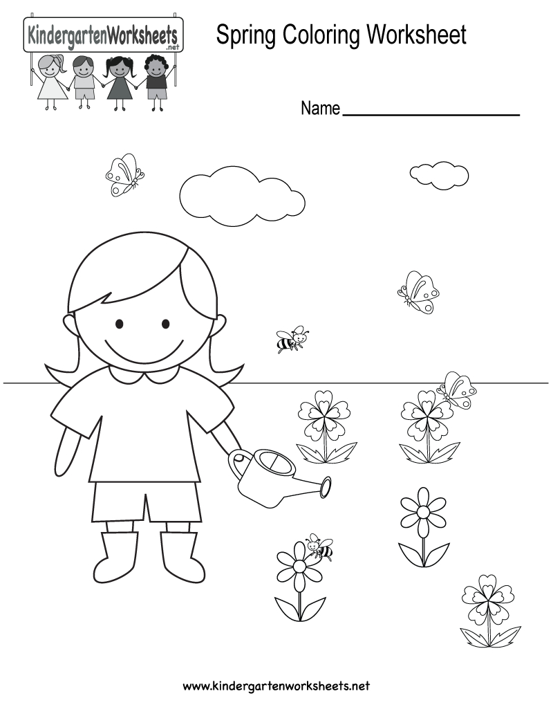 Free Printable Spring Coloring Worksheet For Kindergarten | Free Printable Spring Worksheets For Kindergarten