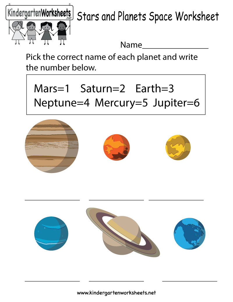 Free Printable Stars And Planets Space Worksheet For Kindergarten | Free Printable Space Worksheets