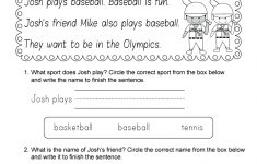 Free Printable Summer Olympics Reading Worksheet For Kindergarten | Olympic Printable Worksheets