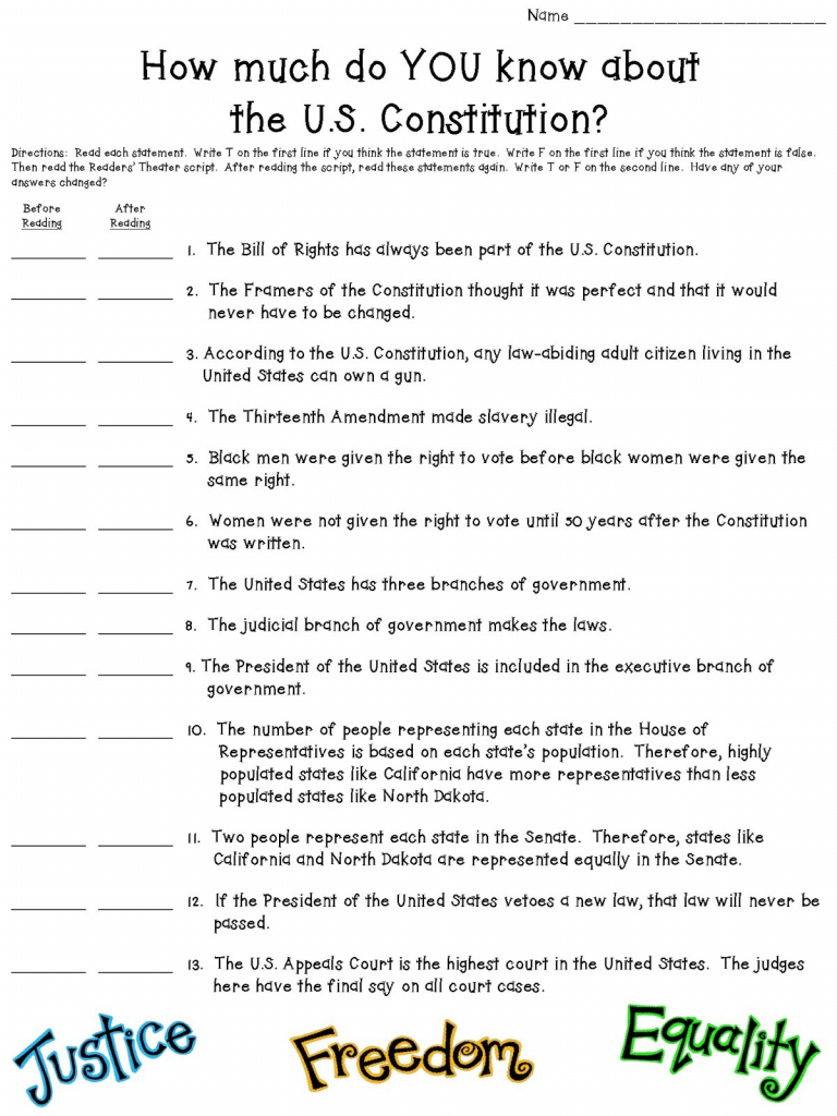 Free Printable Us Constitution Worksheets Lexia s Blog