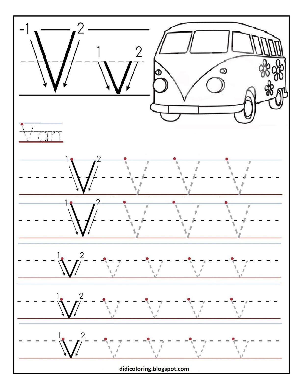 Free Printable Worksheet Letter V For Your Child To Learn And Write | Learn Your Letters Printable Worksheets