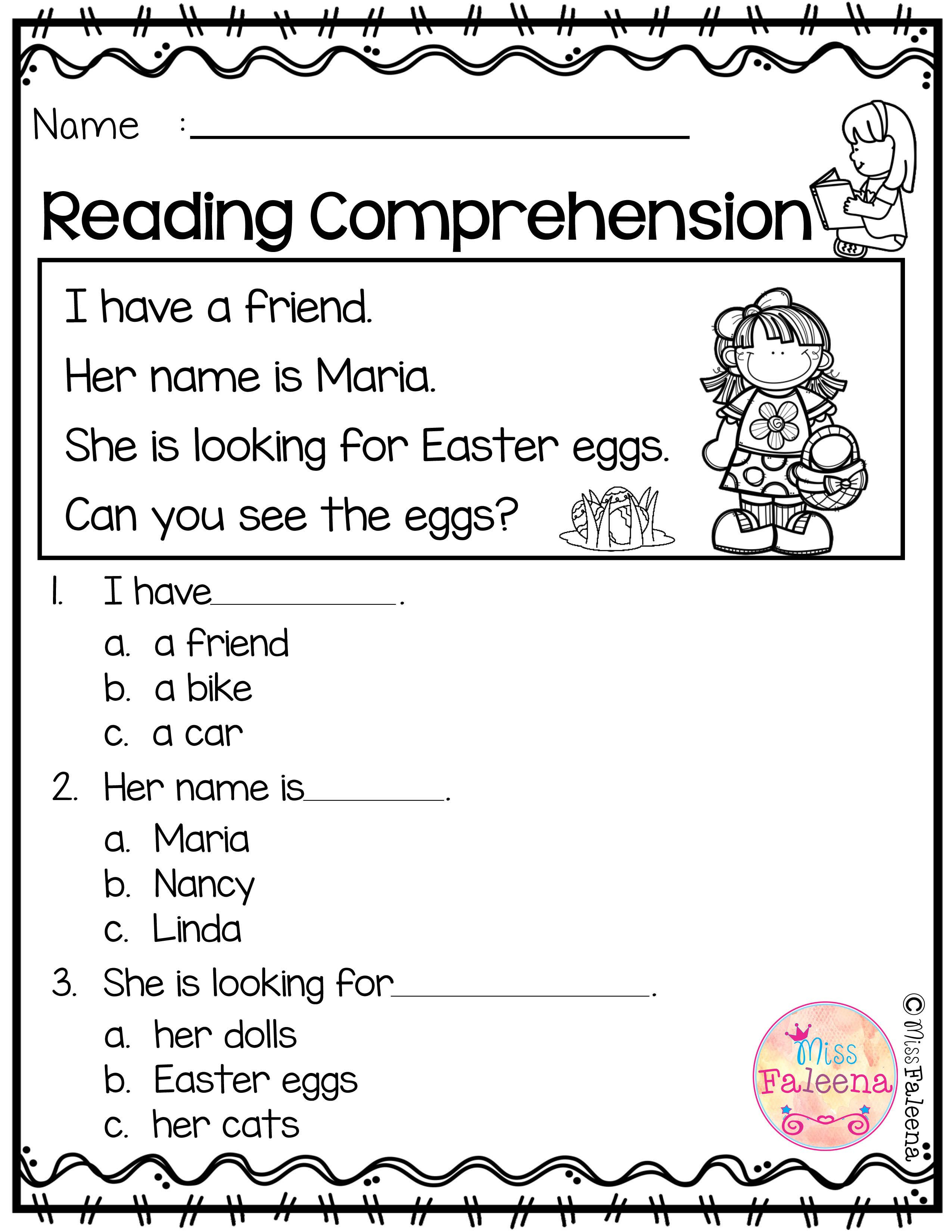 Free Reading Comprehension | Reading Comp | Reading Comprehension | Free Printable Easter Reading Comprehension Worksheets