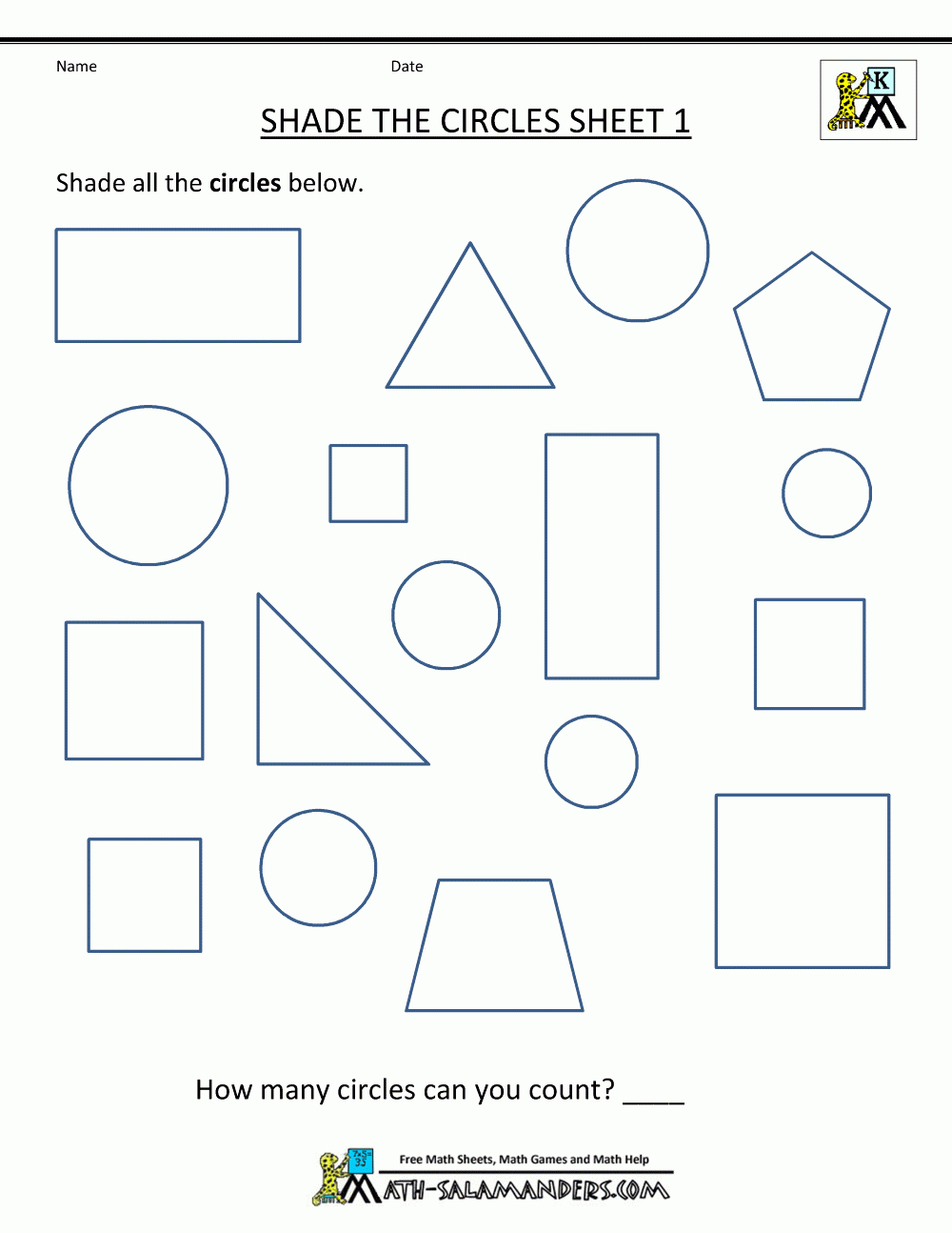 Free Shape Worksheets Kindergarten | Free Printable Shapes Worksheets For Kindergarten