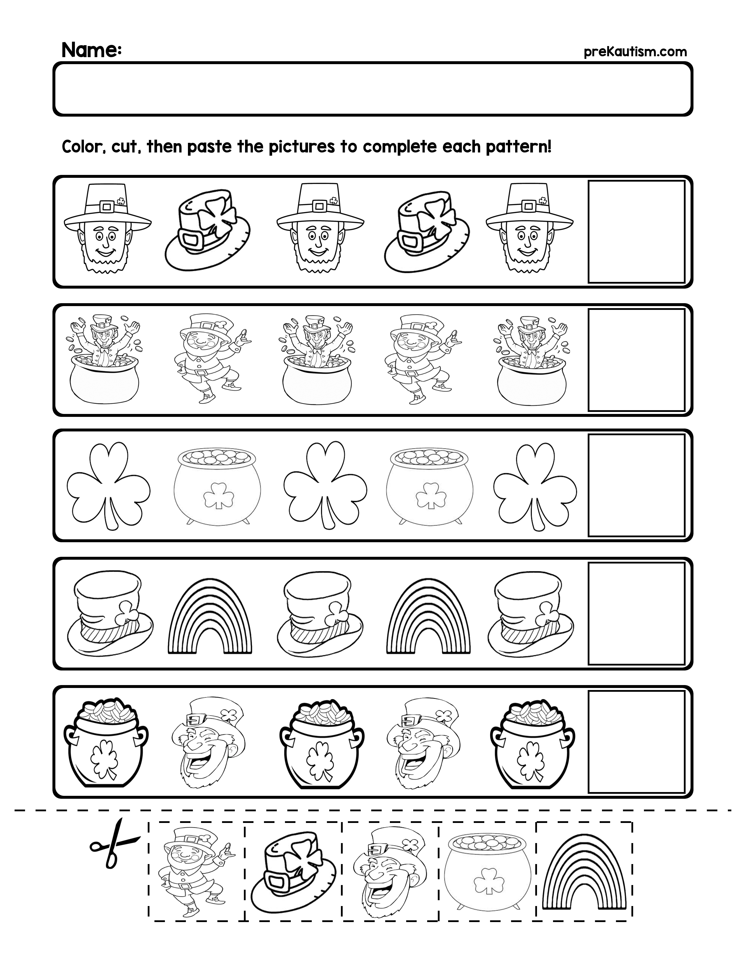 Free St. Patrick&amp;#039;s Day Pattern Worksheets | My Tpt Store | Pattern | Free Printable Ab Pattern Worksheets