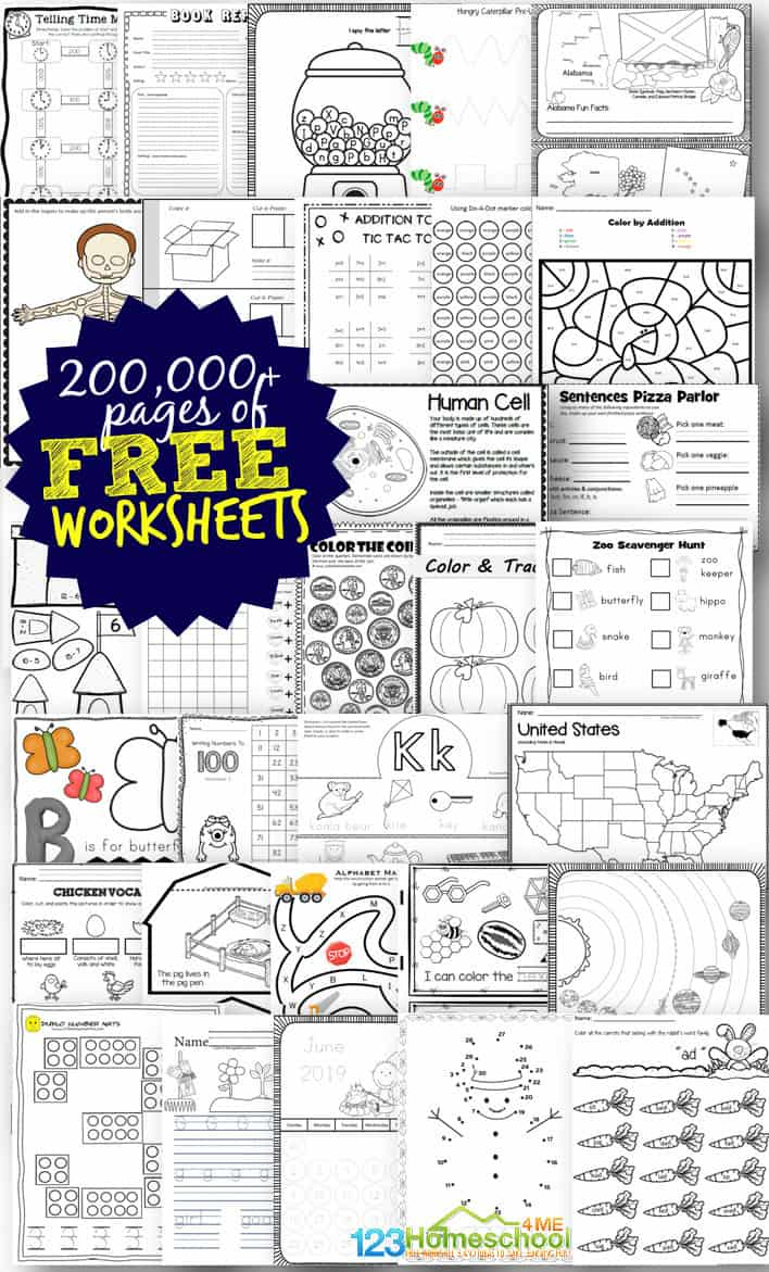 Free Worksheets - 200,000+ For Prek-6Th | 123 Homeschool 4 Me | Free Student Worksheets Printables