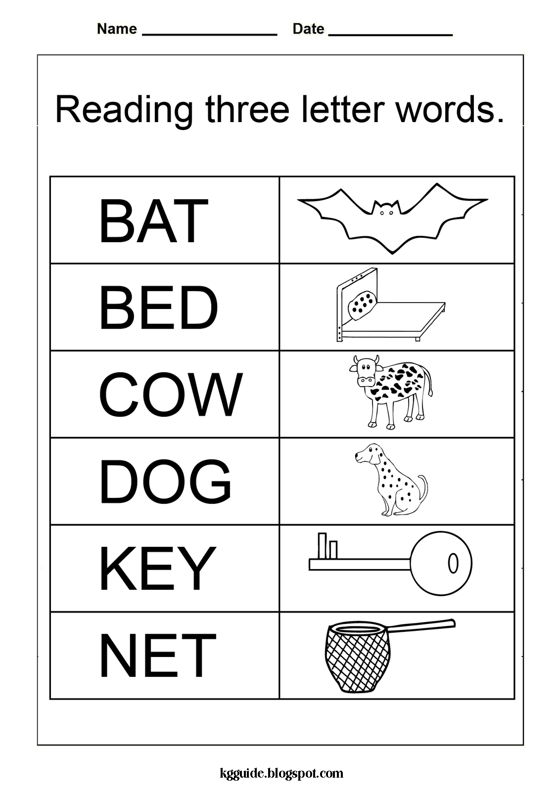 Free Worksheets For Kindergarten Three Letter Words With Preschool | Free Printable Ay Word Family Worksheets