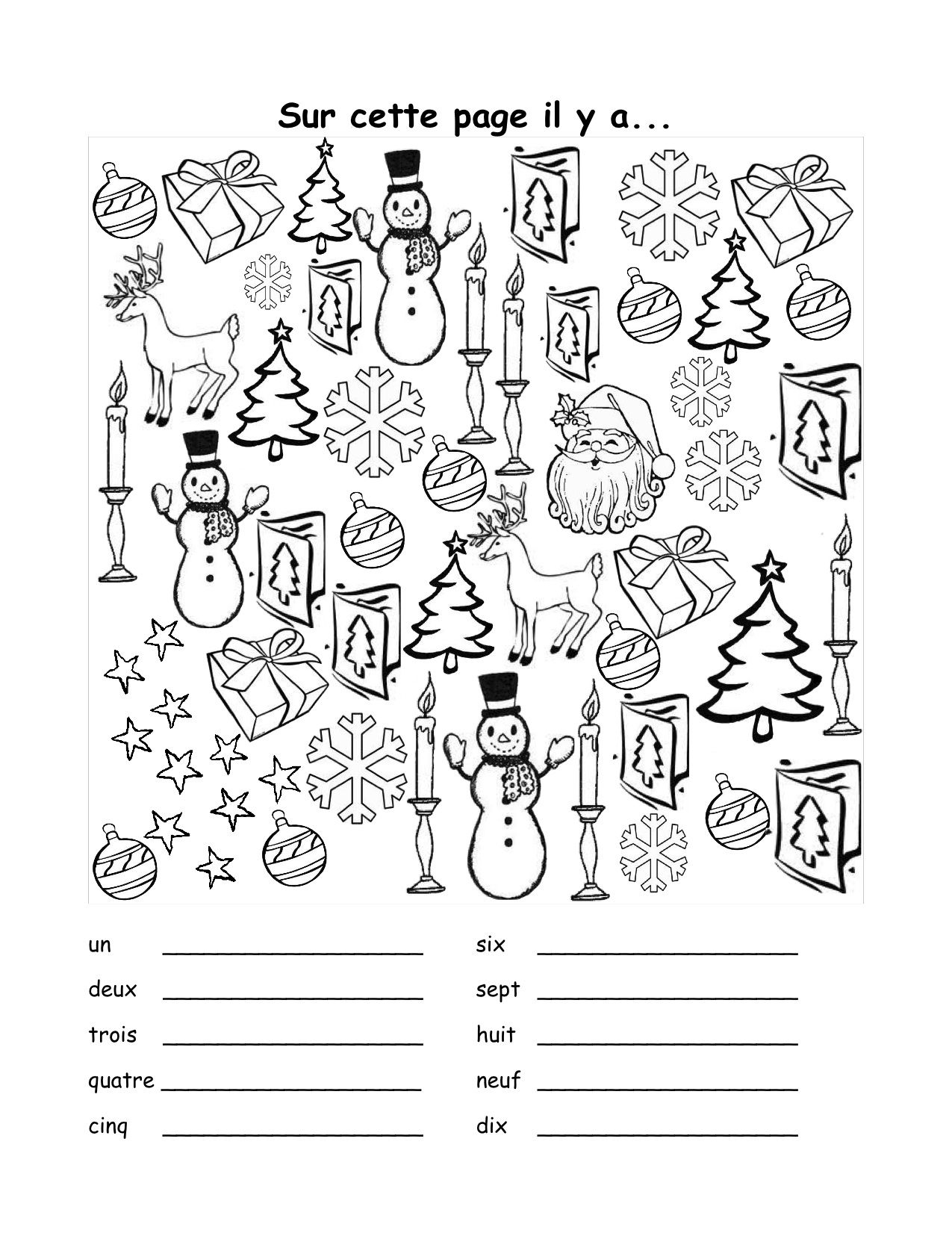 French Christmas Vocab Sheet, Includes Practice With Numbers As Well | Christmas Worksheets Printables