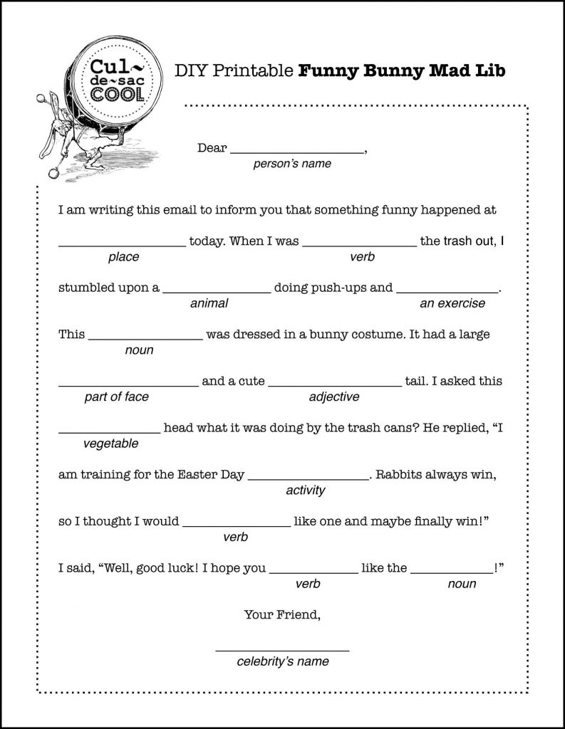 Funny Bunny Mad Lib Easter Easter Party Games Easter Party Funny