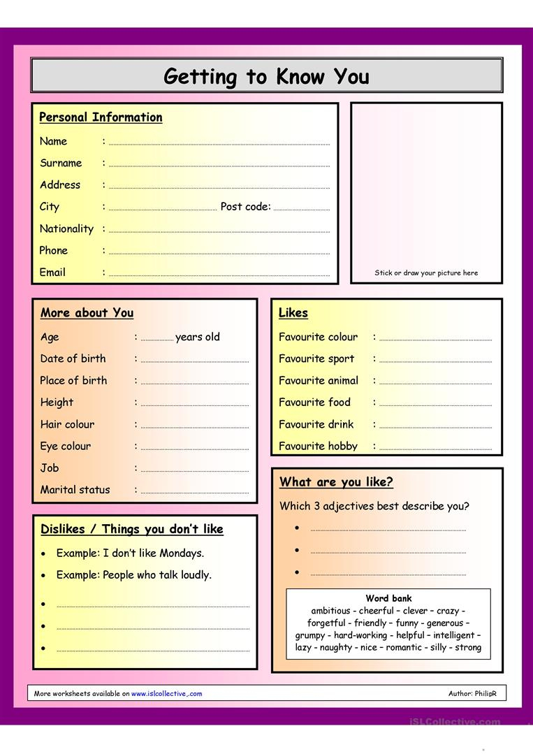 Printable Getting To Know You Worksheets Lexia s Blog