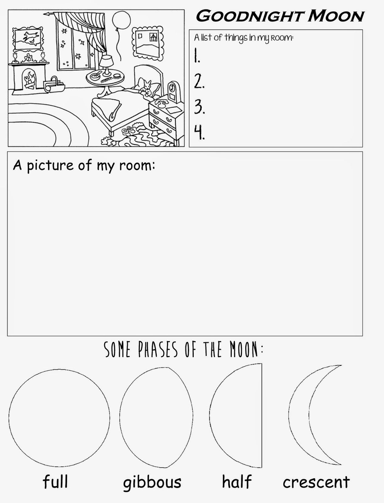 Goodnight Moon Free Printable Worksheet For Preschool Kindergarten | Home Worksheets Printables