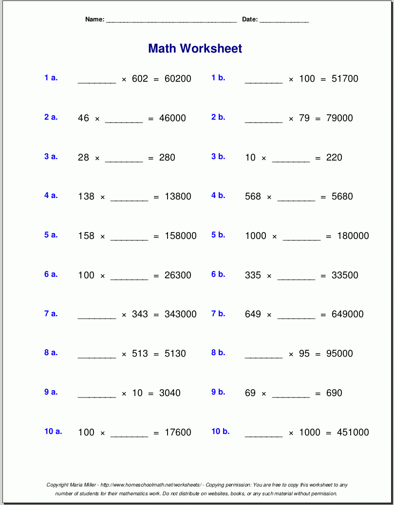 Grade 5 Multiplication Worksheets | Printable Worksheets For Grade 5