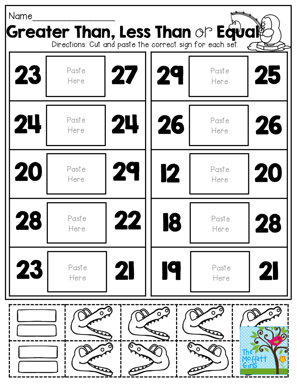 Greater Than, Less Than And Equal (Cut And Paste)! A Fun Visual | Greater Than Less Than Worksheets Free Printable