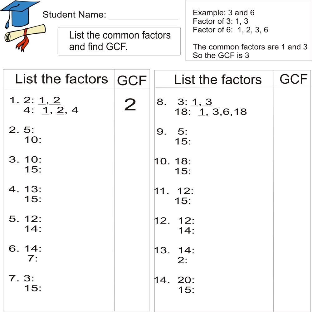 Greatest Common Factor 1To 20 (From Study Village Website. . .great | Gcf And Lcm Worksheets Printable