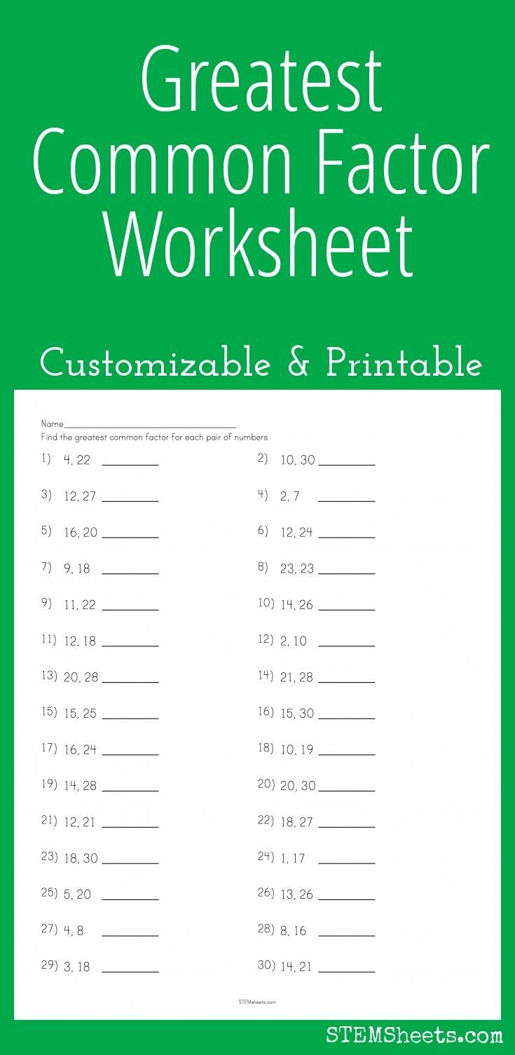 Greatest Common Factor Worksheet - Customizable And Printable | Math | Gcf And Lcm Worksheets Printable