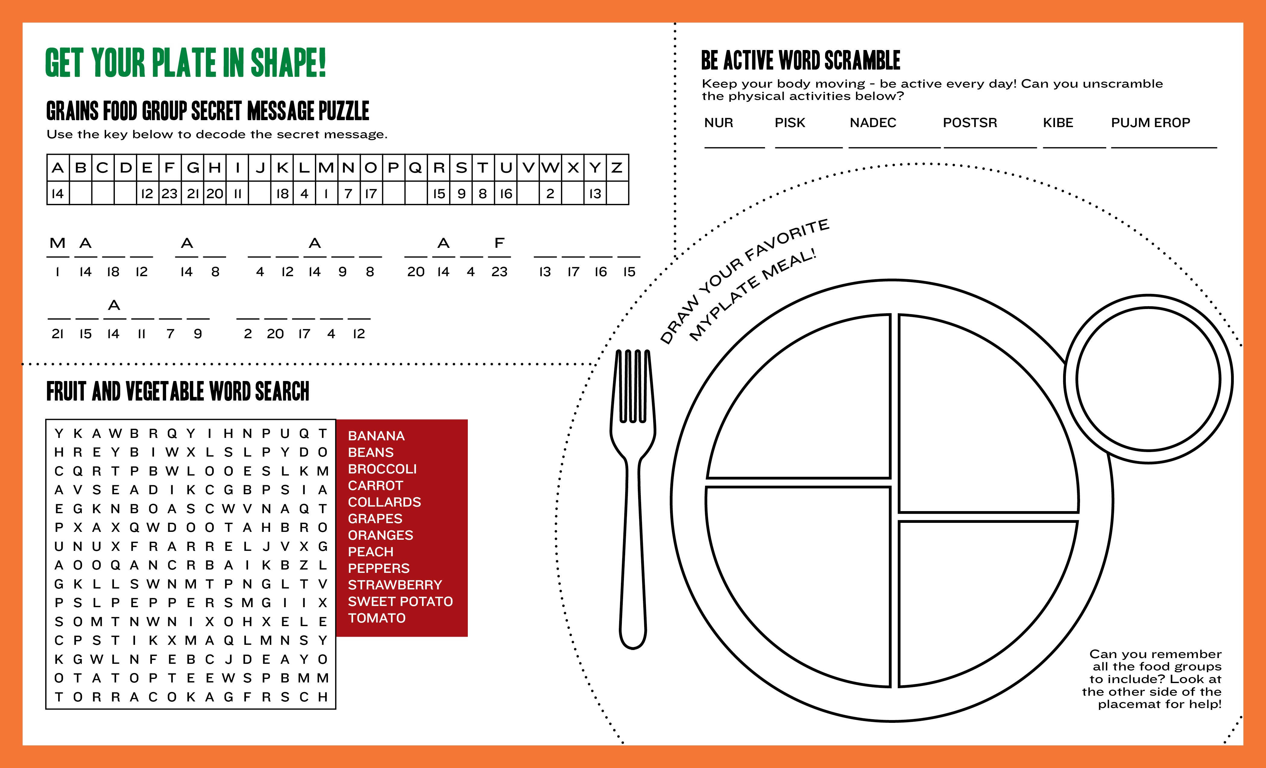 Free Printable My Plate Printable Worksheets