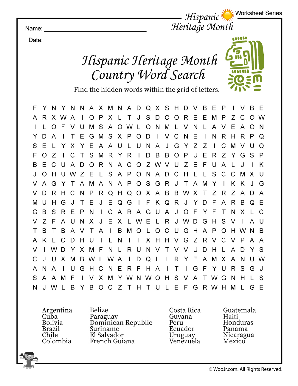 Hispanic Heritage Month Activities Worksheet | Woo! Jr. Kids Activities | Hispanic Heritage Month Printable Worksheets