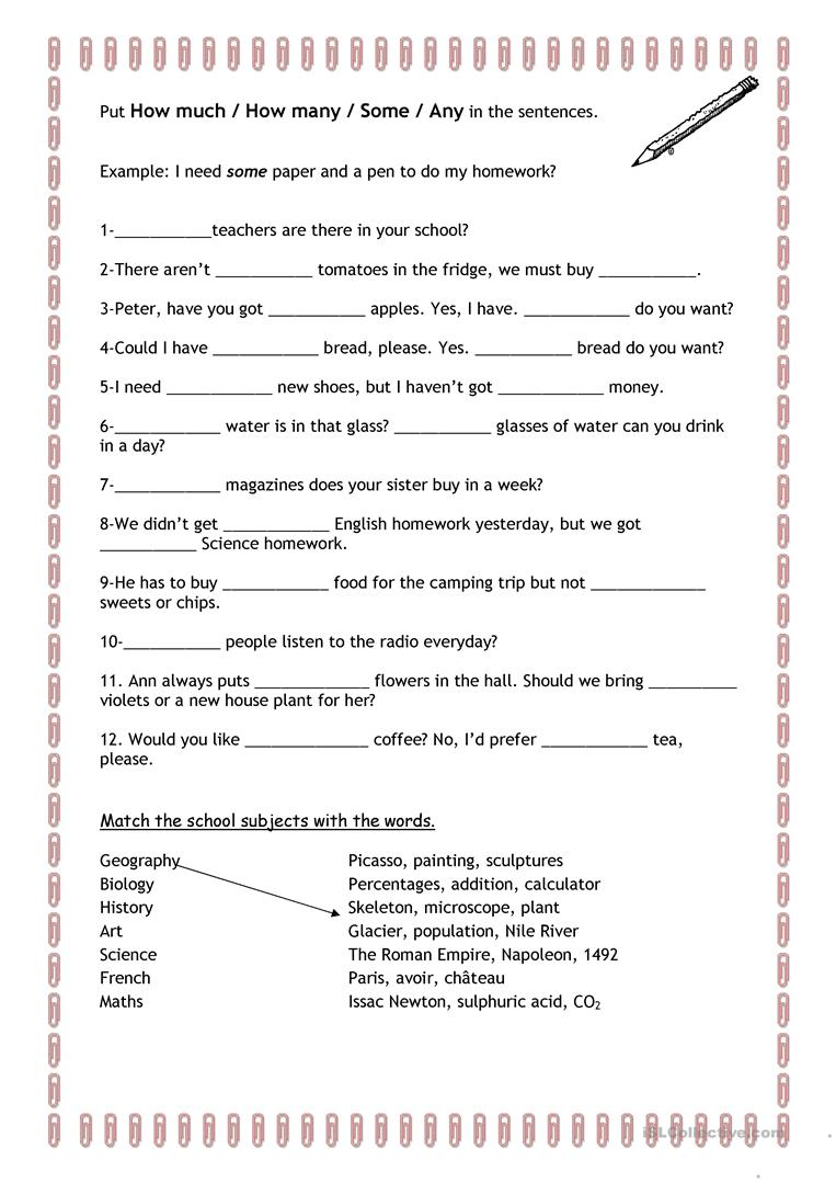 How Much, Many, Some &amp;amp; Any Worksheet - Free Esl Printable Worksheets | How Many How Much Worksheets Printable