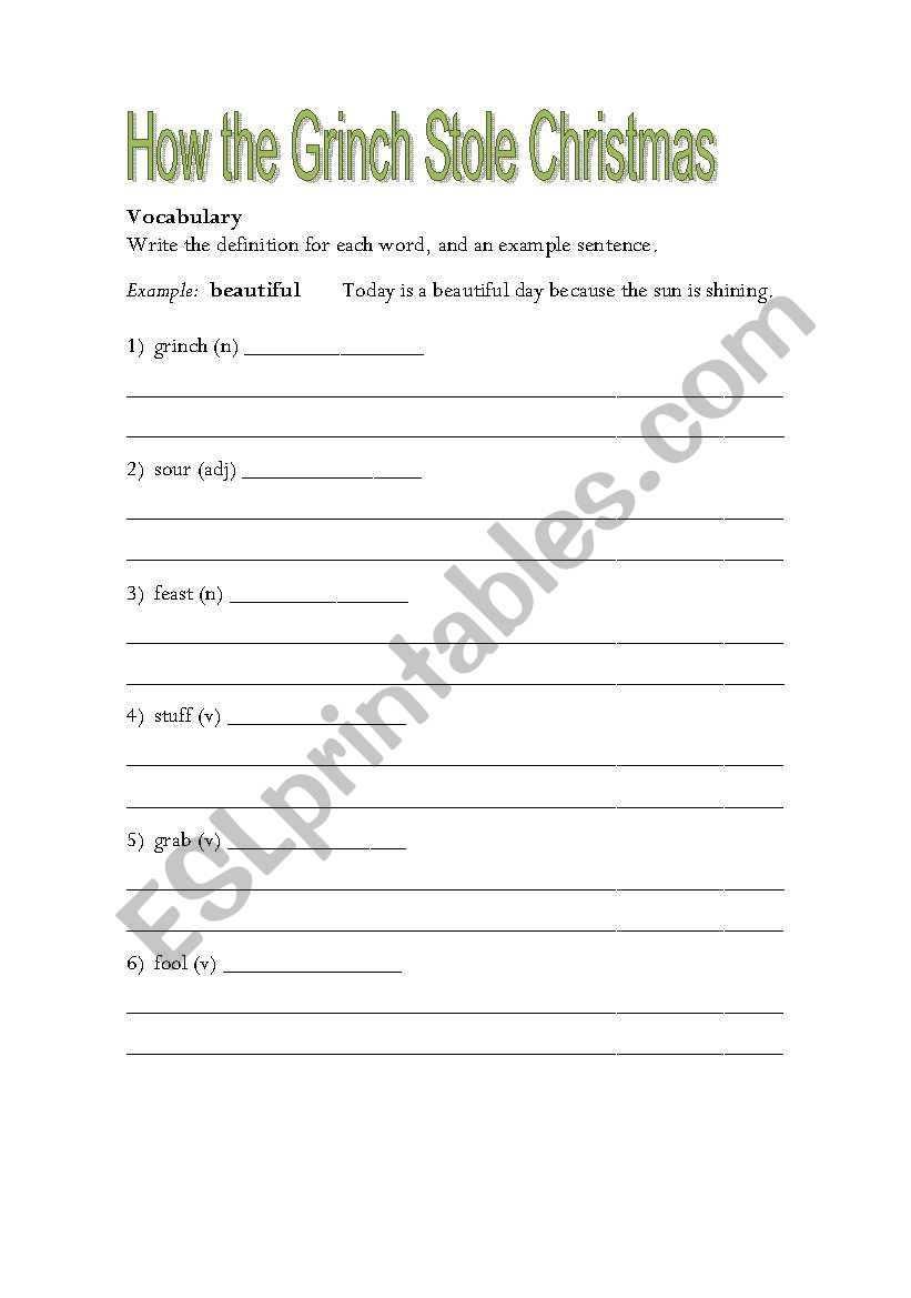 How The Grinch Stole Christmas Reading Packet - Esl Worksheetgwjs | Free Printable Grinch Worksheets
