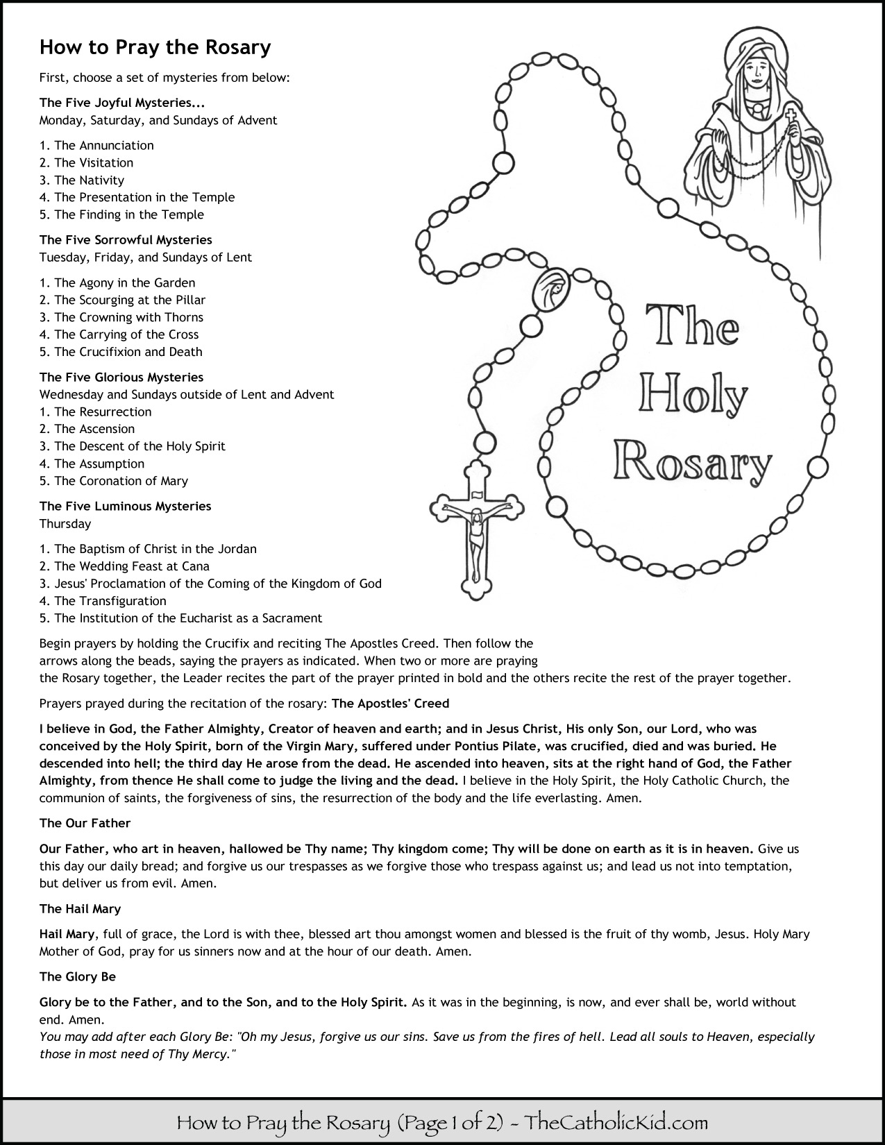 Hail Mary Prayer Printable Printall Free Printable Rosary