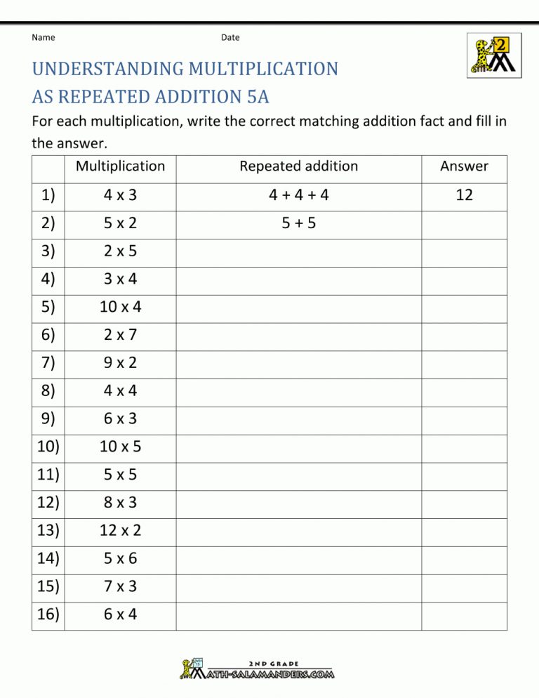Teach Multiplication Worksheets