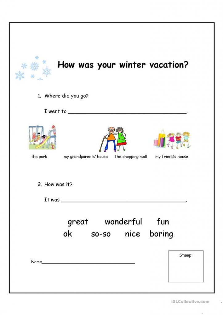 winter vacation homework for class 2