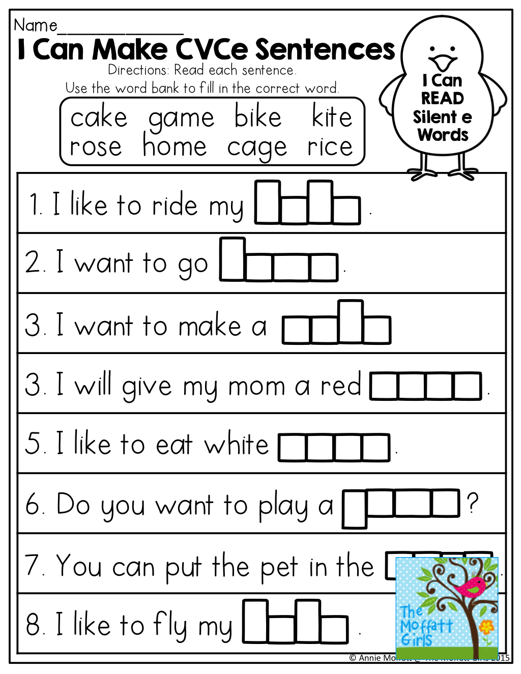 Silent E Words Worksheet