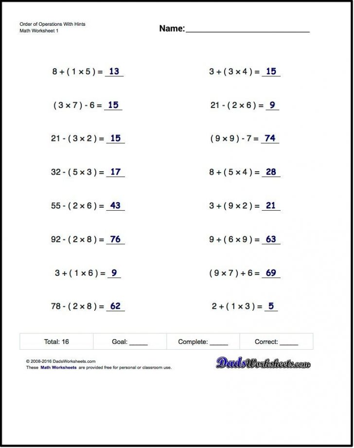 If You Are Looking For Order Of Operations Worksheets That Test Your Printable Pemdas