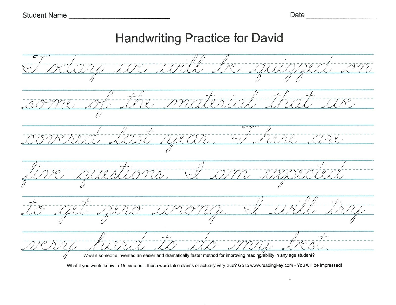 Printable Handwriting Worksheet Generator