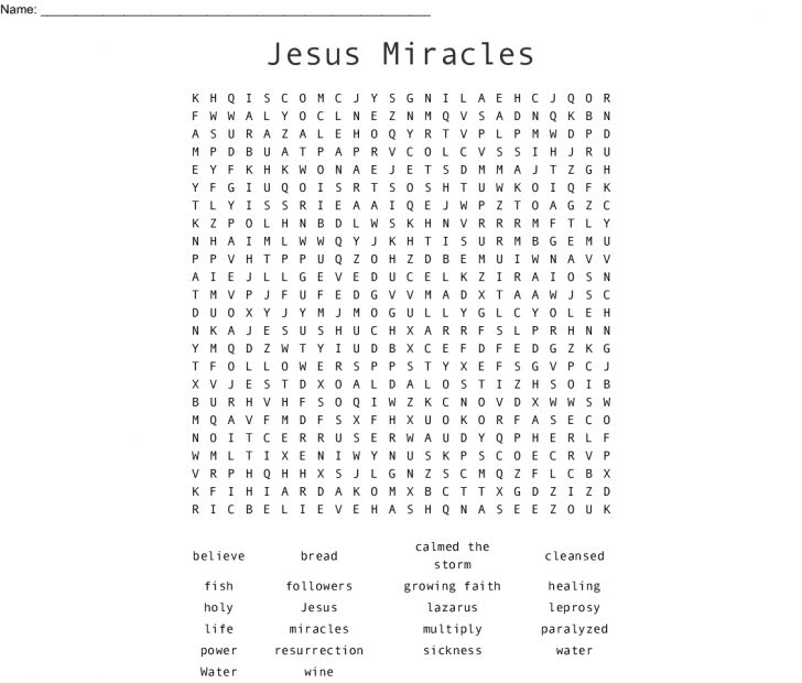 Miracles Of Jesus Word Search Puzzle