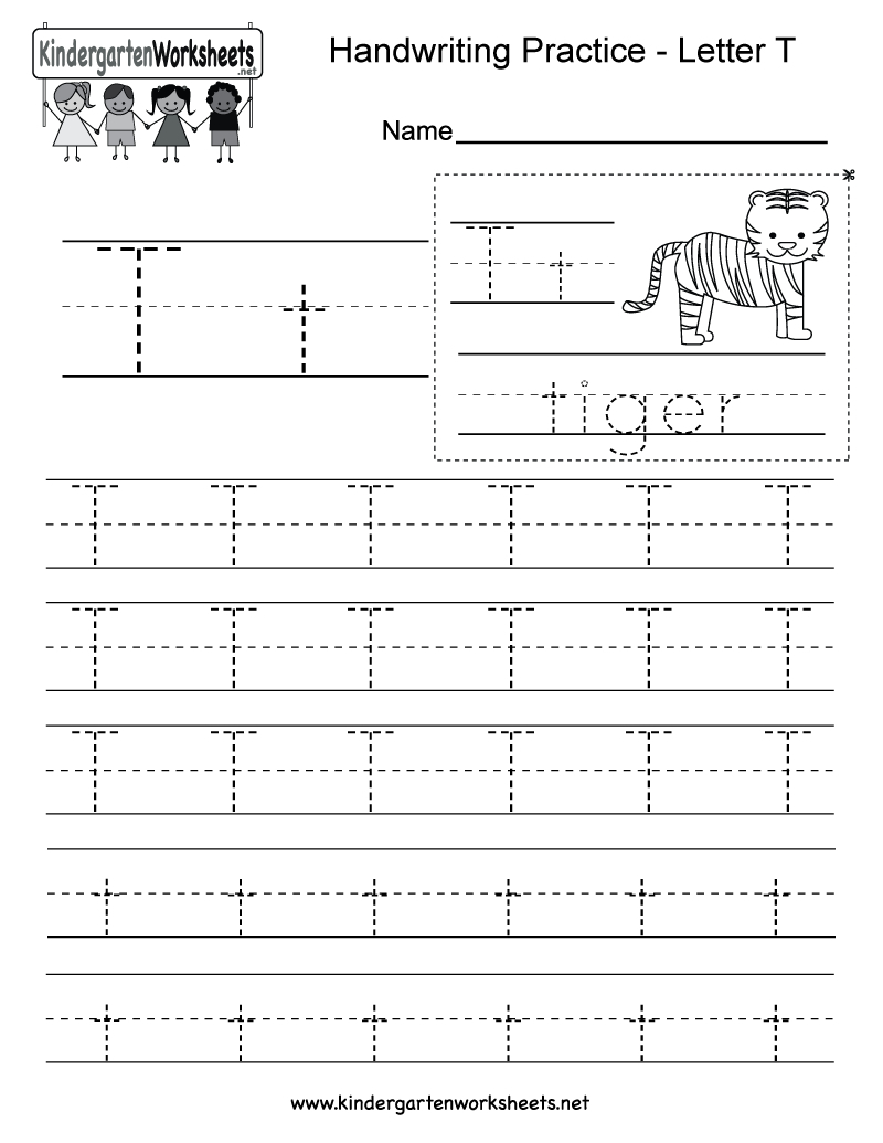 Kindergarten Free Printable Letter T Writing Practice Worksheet For | Free Printable Spanish Alphabet Worksheets