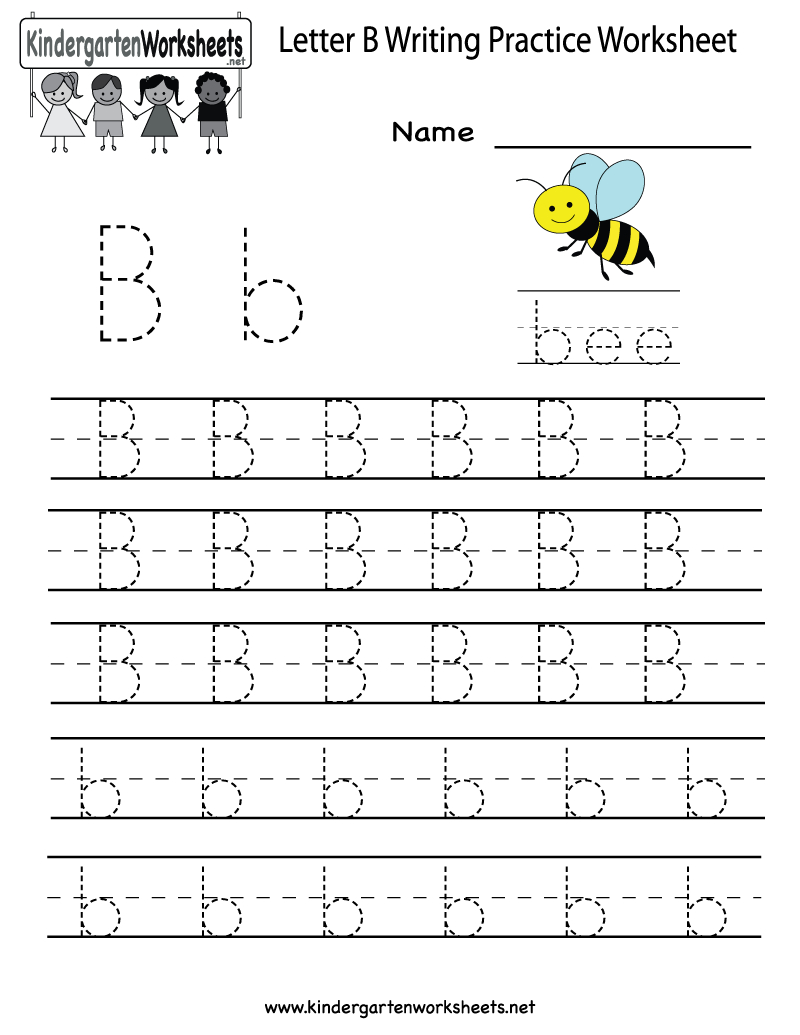 Kindergarten Letter B Writing Practice Worksheet Printable | Things | English Worksheets Free Printables