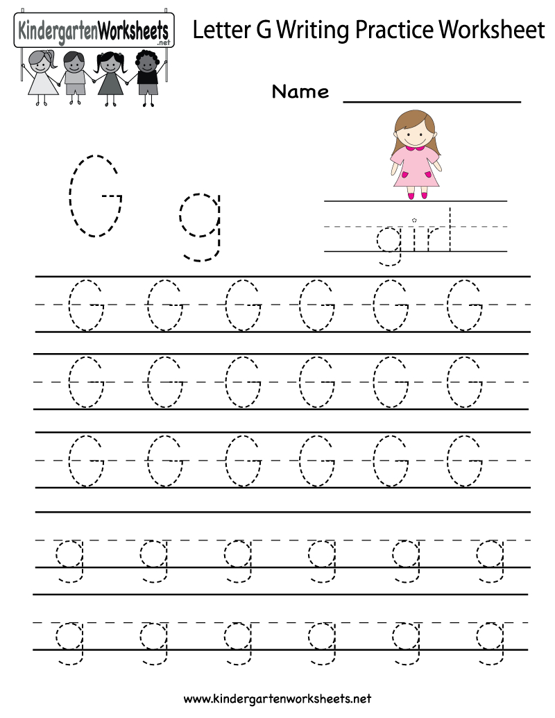 Kindergarten Letter G Writing Practice Worksheet Printable | Kindergarten Worksheets Printable Writing